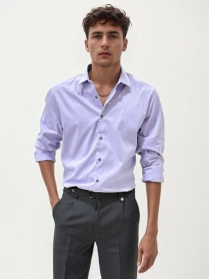 Purple Slim Fit Plain Shirt