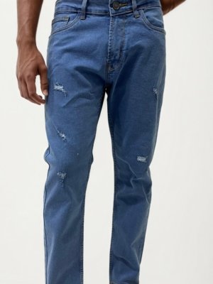 Blue distressed slim fit jeans