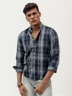 Black Checked Regular Fit Shirt