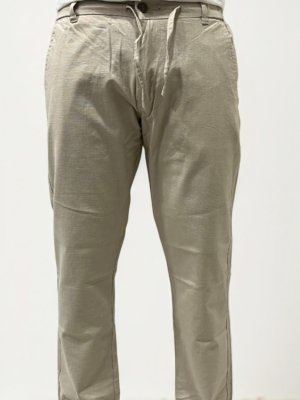 Beige Slim Fit Linen Trousers