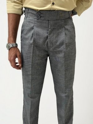 Gray straight Ghurka trousers