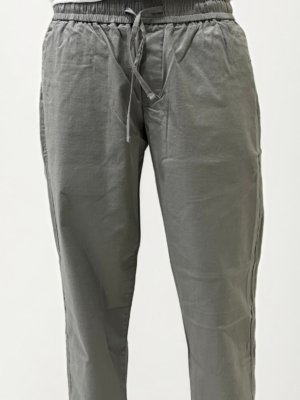 Grey Slim Fit Linen Trousers
