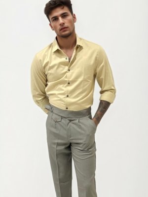 Light Grey Slim Fit Gurkha Trousers