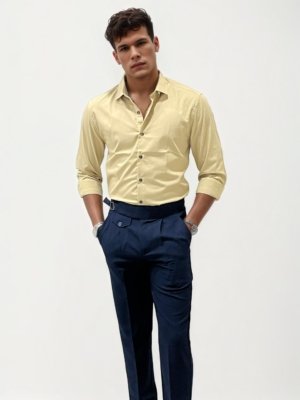 Navy Blue Slim Fit Gurkha Trousers