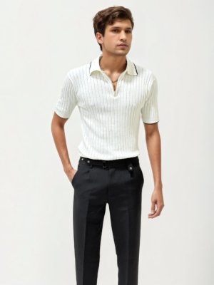 Jet Black Slim Fit Gurkha Trousers