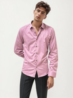Oyster Pink Slim Fit Plain Shirt