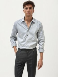 Grey Slim Fit Plain Shirt