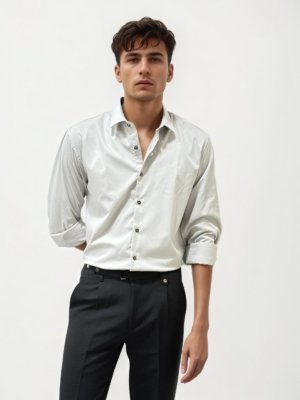 Grey Slim Fit Plain Shirt