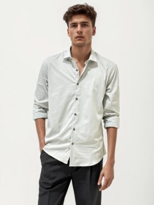 Soft Grey Slim Fit Plain Fit