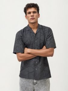 Self Texture Half Hand Shirt
