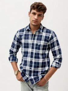 Blue Checked slim Fit Shirt