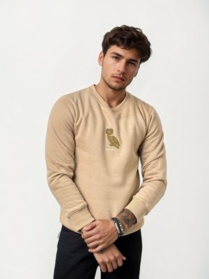 Beige Round Neck Sweat Shirt