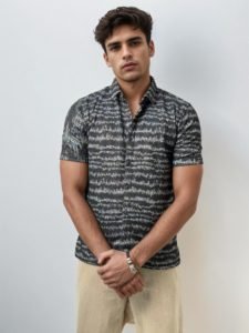 Black Printed Half-Hand Shirt