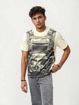 Printed Half-Hand Drop Shoulder T-Shirt