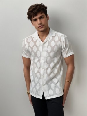 White Half-Hand Printed Shirt