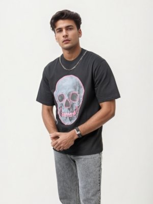 Urban Skull Drop Shoulder T-Shirt
