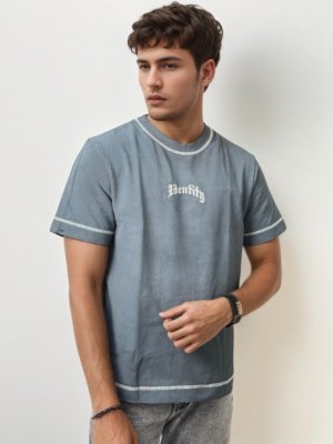 Printed Half-Hand Drop Shoulder T-Shirt