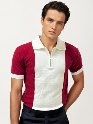 Red Old Money Zipper T-Shirt