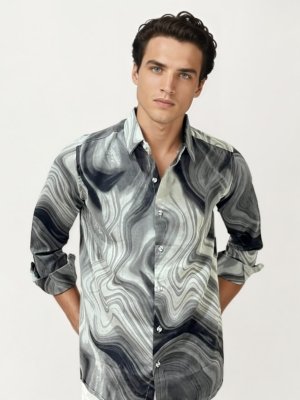 Marble Abstract Printed Fullhand Shirt