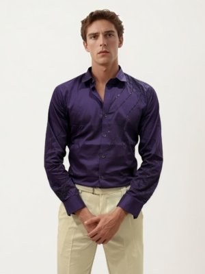Mulberry Stone Work Fullhand Shirt