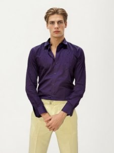 Mulberry Purple Stone Work Fullhand Shirt
