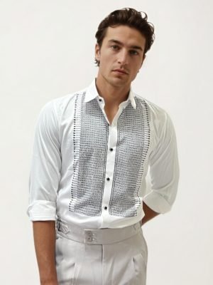 White Stone Work Party Wear Shirt