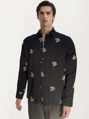Black Embroidery Fullhand Shirt