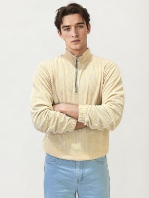 Sandal Turtle Neck Fullhand Zipper T-Shirt