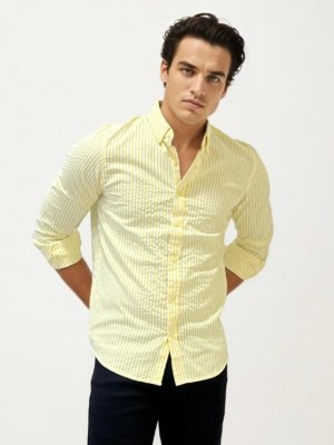 Yellow-White Striped Fullhand Shirt