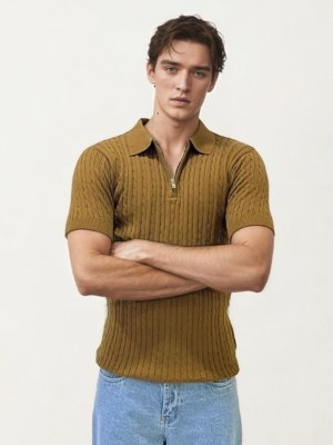 Halfhand zipper Polo T-Shirt