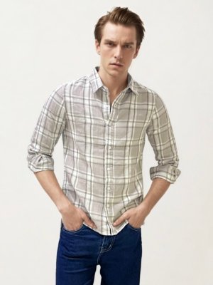 White-Grey Checked Fullhand Shirt