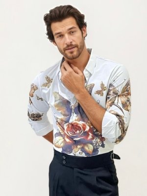 Imported Stone Work Party Wear Shirt