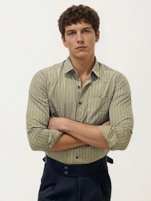 Mint Green Striped Fullhand Shirt