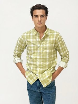 Yellow-White Checked Fullhand Shirt
