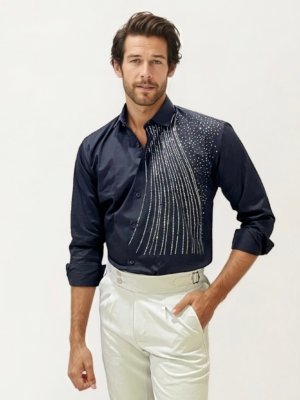 Black Stone Work Party Wear Shirt