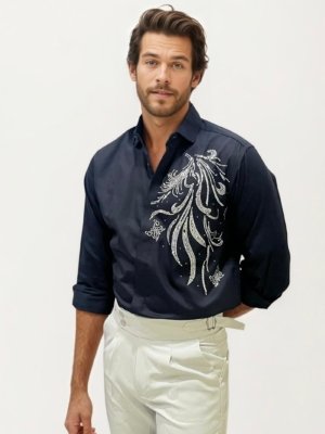 Black Stone Work Party Wear Shirt