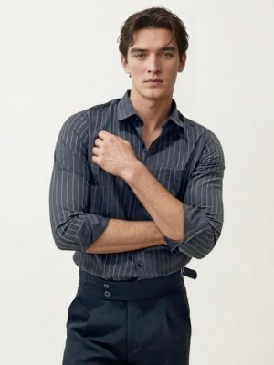 Black Striped Fullhand Shirt