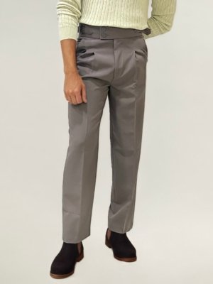 Dark-Grey Double-Button Regular Fit Trousers