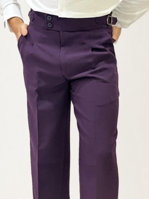 Purple Double-Button Regular Fit Trousers