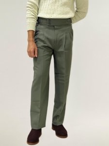 Green Double-button Regular Fit Trousers