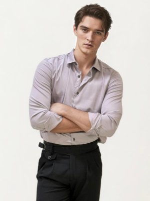 Light Grey Plain Formal Fullhand Shirt