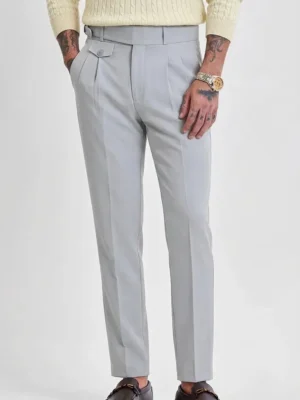 Grey Slim Fit Ghurka Formal Trousers