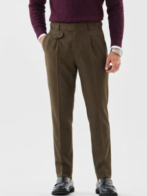 Brown Slim Fit Ghurka Formal Trousers