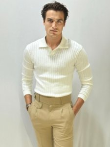 White Old-Money Zipper Fullhand T-Shirt