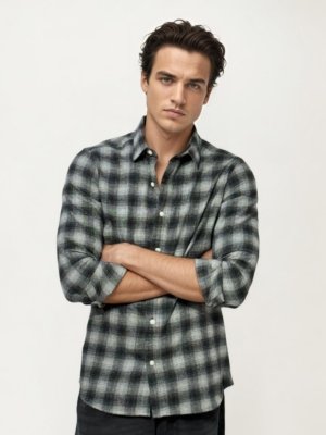 Grey Checked Fullhand Shirt