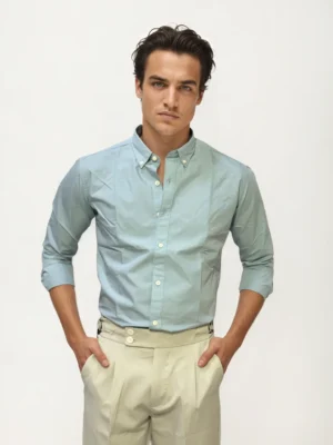 Baby Blue Pima-Cotton Plain Formal Shirt