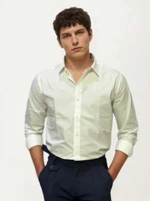 White Pima-Cotton Plain Formal Shirt