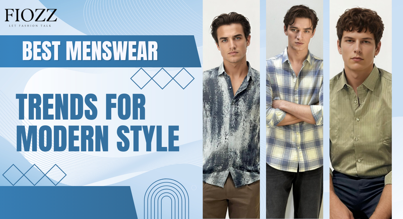 Modern menswear trends with linen, striped, and smart-fit shirts by Fiozz