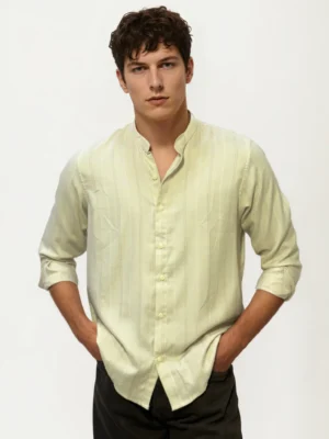 White Mandarin Collar Shirt